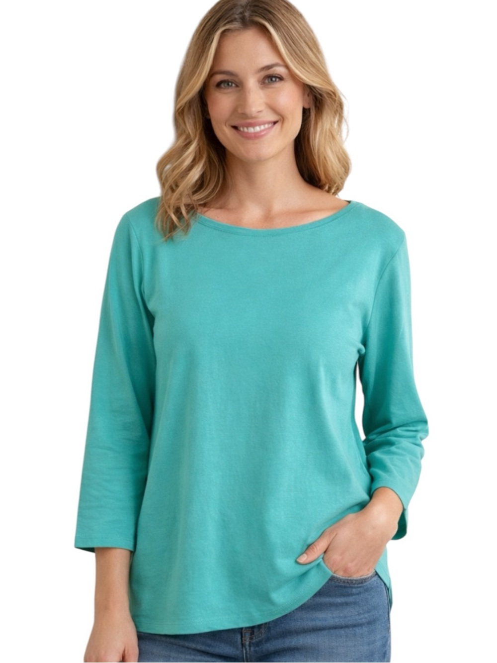 Talbots Tee Plus 1X Green Cotton Bateau Neck Top NWT
BB